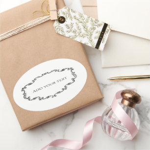 Sierlijk Antiek Lijstje Voeg Uw Tekst Toe  Ovale Sticker