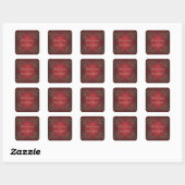 Sierlijk antiek rood en goud aangepaste tekst vierkante sticker (Vel)