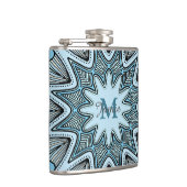 Sierlijk Blauw Monogram Mandala Persoonlijk Heupfles (Rechts)