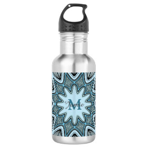 Sierlijk Blauw Monogram Mandala Persoonlijk Waterfles