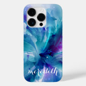 , sierlijk blauw & Paarse Abstracte bloemig Case-Mate iPhone Case (Achterkant)