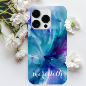 , sierlijk blauw & Paarse Abstracte bloemig Case-Mate iPhone Case