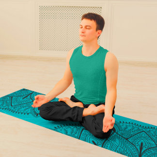 Sierlijk Blauw Zwart Mandala Patroon Yogamat