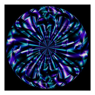 sierlijk   Blauwe en Paarse fractale kunst Perfect Poster