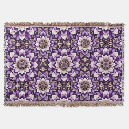 Sierlijk Bloem Mandala Ontwerp Deken (Voorkant)