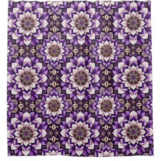 Sierlijk Bloem Mandala Ontwerp Douchegordijn (Voorkant)