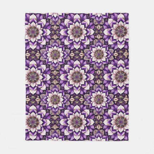 Sierlijk Bloem Mandala Ontwerp Fleece Deken (Voorkant)
