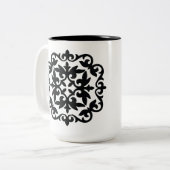 Sierlijk Bloemendesign Tweekleurige Koffiemok (Voorkant links)