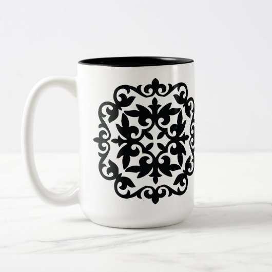 Sierlijk Bloemendesign Tweekleurige Koffiemok (Links)