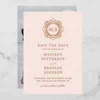 Sierlijk Bloemig Monogram Foto Huwelijk Save The D