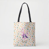 Sierlijk bloemig monogramontwerp van Kimberly - K Tote Bag (Voorkant)