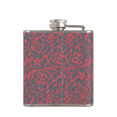 Sierlijk Bloemmotief in Roze en Grijs Monogram Heupfles (Achterkant)