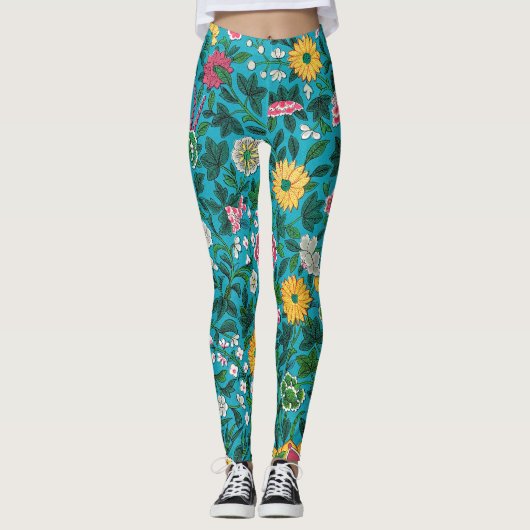 Sierlijk Bloemmotief Leggings (Voorkant)