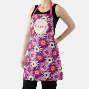 Sierlijk bloemmotief Roze Paars Astra Modern Schort
