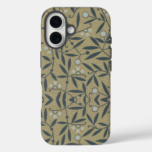 Sierlijk bloempatroon met donkerblauwe ranken  iPhone 16 hoesje