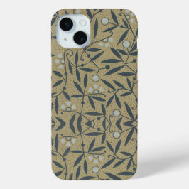 Sierlijk bloempatroon met donkerblauwe wijnranken  iPhone 15 mini hoesje