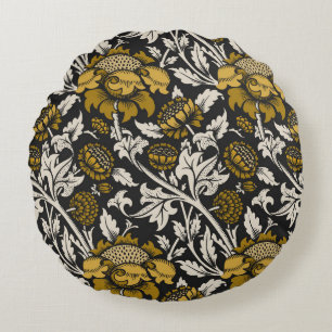 Sierlijk bloempatroon met grote gouden bloemen  rond kussen