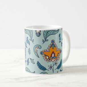 Sierlijk bloempatroon op een lichtblauwe achtergro koffiemok