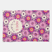 Sierlijk bloempatroon Roze Paars Astra Modern Theedoek (Horizontaal)