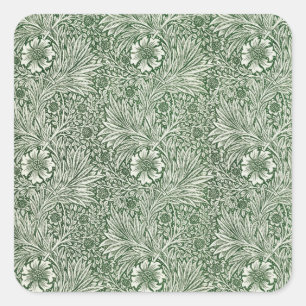 Sierlijk bloempatroon van witte bloemen en bladere vierkante sticker