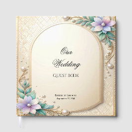 Sierlijk bloemstuk met parels gastboek gastenboek