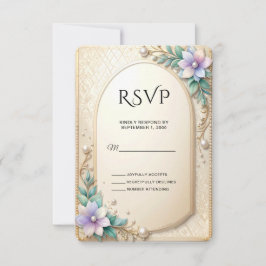 Sierlijk bloemstuk met parels RSVP-kaart RSVP Kaartje