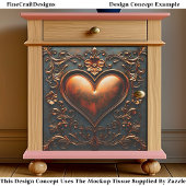 Sierlijk bronzen hartpaneel/tegel EJ6 decoupage Tissuepapier