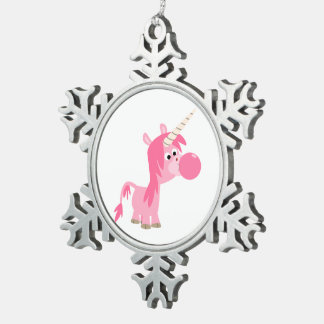 Sierlijk Cartoonesk Bubbelgom Eenhoorn Tin Ornamen Sneeuwvlok Ornament