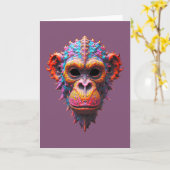 Sierlijk Chimpansee Masker Kaart (Gele Bloem)