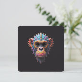Sierlijk Chimpansee Masker Save The Date (Staand voorkant)