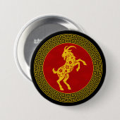 Sierlijk Chinees Nieuwjaarsgeit Ronde Button 7,6 Cm (Voorkant /achterkant)