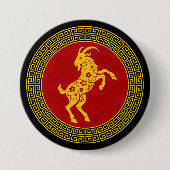 Sierlijk Chinees Nieuwjaarsgeit Ronde Button 7,6 Cm (Voorkant)