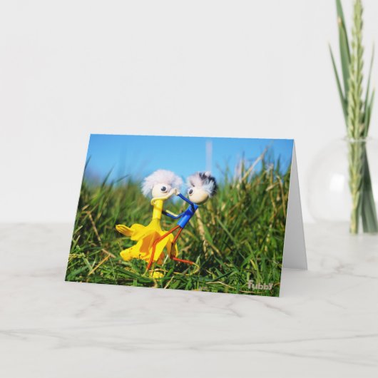 Sierlijk dansend actief Fubby poppetjes stel. Bedankkaart (Voorkant)