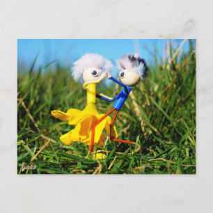 Sierlijk dansend actief Fubby poppetjes stel. Briefkaart