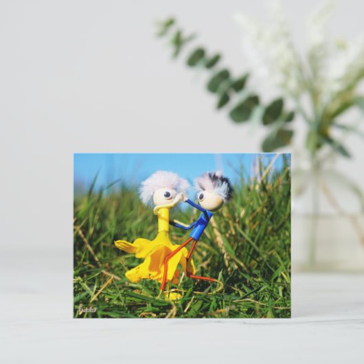 Sierlijk dansend actief Fubby poppetjes stel. Briefkaart (Staand voorkant)