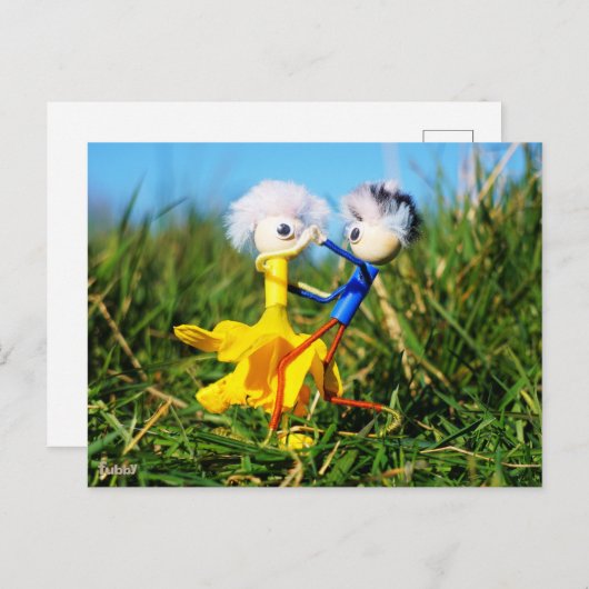 Sierlijk dansend actief Fubby poppetjes stel. Briefkaart (Voorkant / Achterkant)