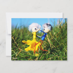 Sierlijk dansend actief Fubby poppetjes stel. Briefkaart