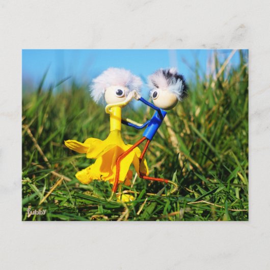 Sierlijk dansend actief Fubby poppetjes stel. Briefkaart (Voorkant)