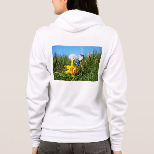 Sierlijk dansend actief Fubby poppetjes stel. Hoodie (Achterkant)