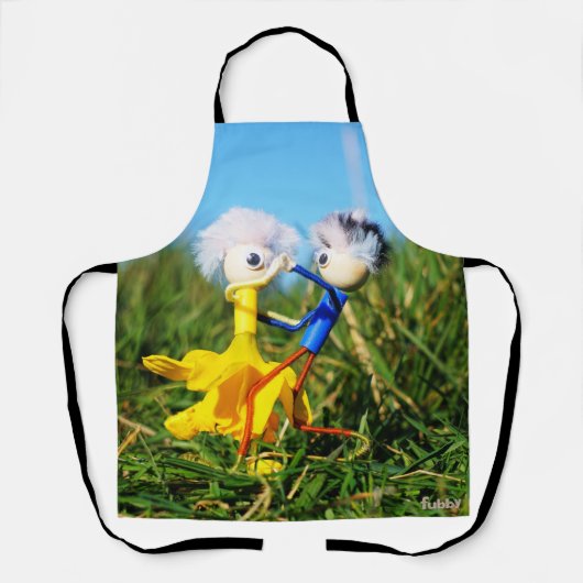 Sierlijk dansend actief Fubby poppetjes stel.v Schort (Voorkant)