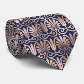 Sierlijk Deco patroon roze goud marineblauw Stropdas (Opgerold)