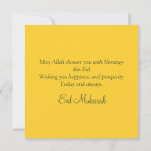 Sierlijk Eid ul Adha Mubarak Geit Moskee Geel Feestdagenkaart (Achterkant)