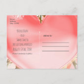 Sierlijk Elegant Bloemhart Perzik Feest Aankondigingskaart (Achterkant)