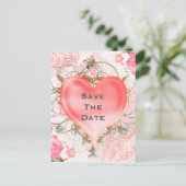 Sierlijk Elegant Bloemhart Perzik Feest Aankondigingskaart (Staand voorkant)