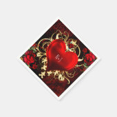 Sierlijk Elegant Bloemhart Zwart Rood Goud Servetten (Hoek)