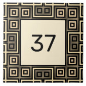 Sierlijk fantasievol deco ivoor & grijs huisnummer tegeltje (Voorkant)