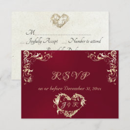 Sierlijk frame & Hart - Bordeaux RSVP Kaartje
