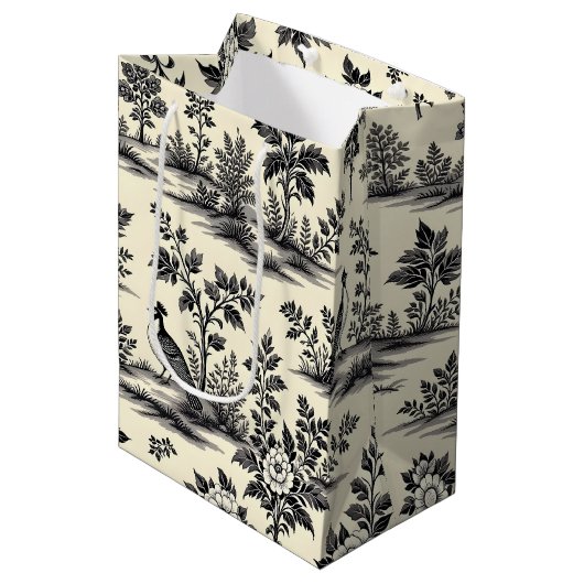Sierlijk Frans toile patroon Medium Cadeauzakje (Voorkant Gekanteld)