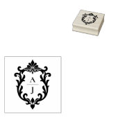 Sierlijk Gebladerd Vintage Monogram Wapen Rubberstempel (Gestempeld)