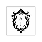 Sierlijk Gebladerd Vintage Monogram Wapen Rubberstempel (Afrduk)